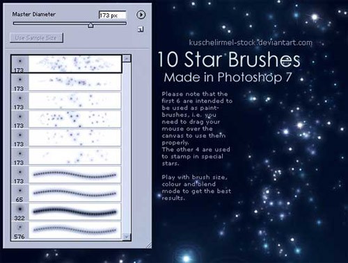 無料で使えるキラキラした星 輝きのphotoshop用無料ブラシ28セット Co Jin