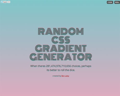 美しいCSSグラデーションをランダムにつくってくれる「Random CSS Gradient Generator」