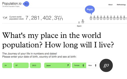 世界の人口爆発中！人口増加と自分の余命が一目でわか「Population.io」