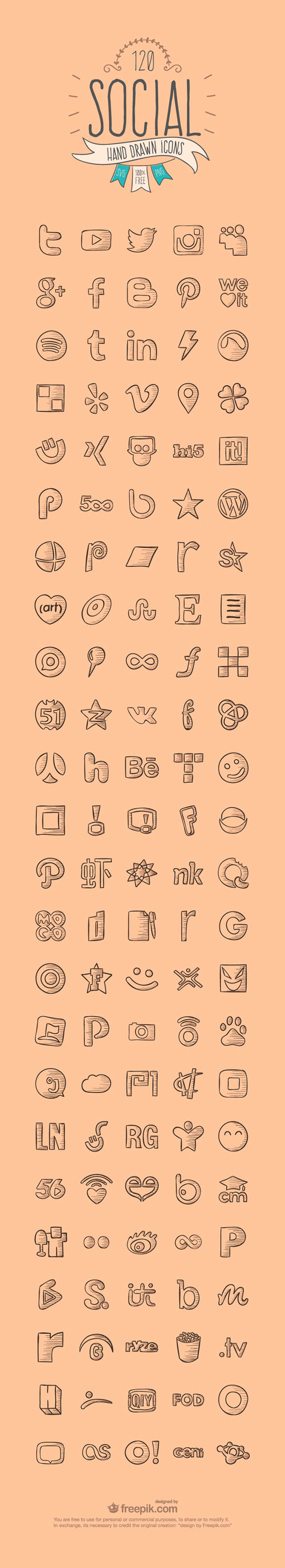 使える！商用利用無料の手書きのベクター素材＆ソーシャルアイコンセット