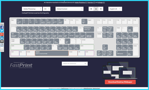 おお便利！Adobeソフトのショートカットがブラウザで確認できる「Keyboard Shortcut Visualiser」