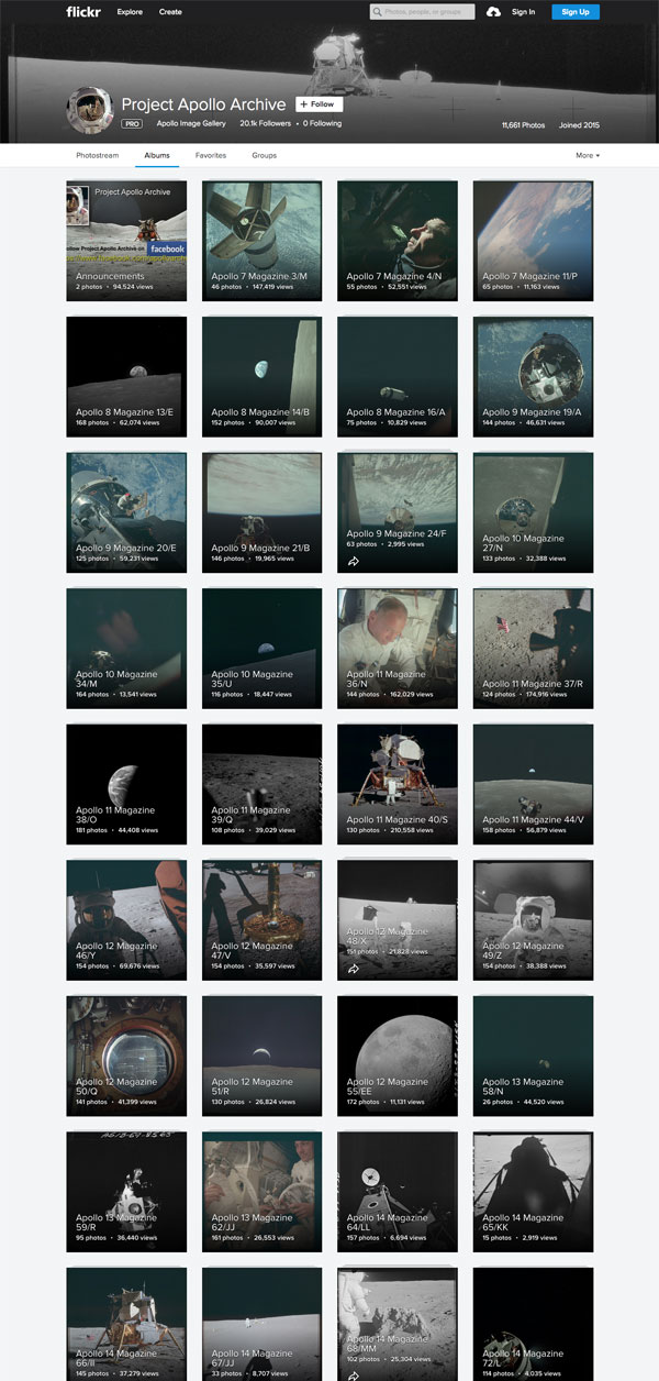 アポロ計画の無料画像1万点以上がFlickrに「Project Apollo Archive’s albums」